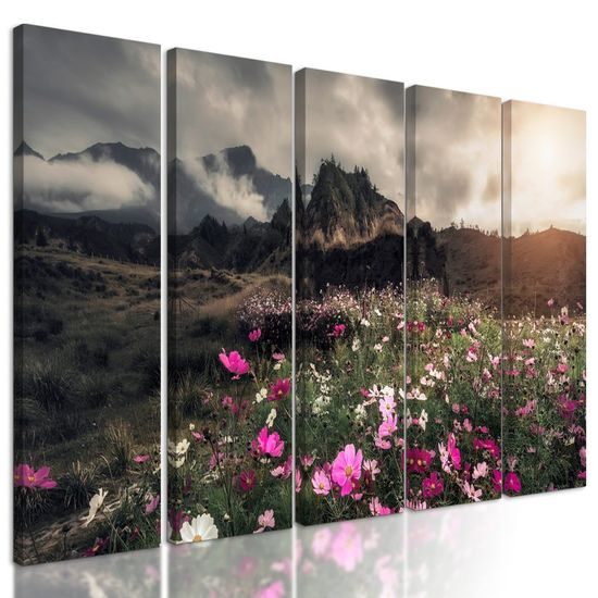 5-dílný obraz rozkvetlá louka
