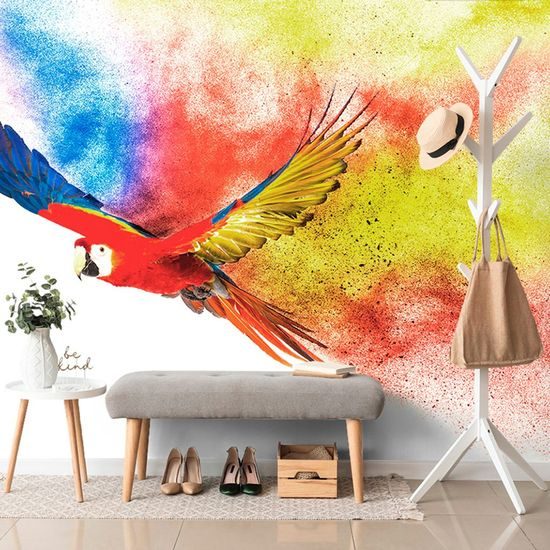 Samolepící tapeta pestrobarevný letící papoušek