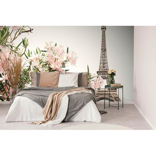 Samolepící fototapeta Eiffelova věž s romantickými květinami