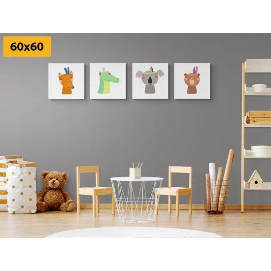 Set obrazů milá zvířátka s peříčky