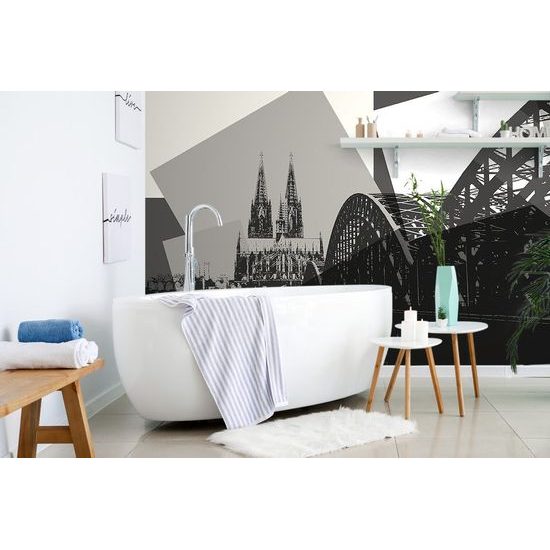 Samolepící tapeta černobílý německý Kolín v pop art stylu