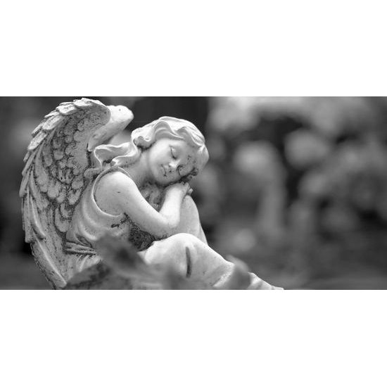 Obraz klidný anděl v černobílém provedení