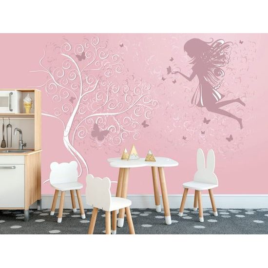 Tapeta kouzelná víla na růžovém pozadí