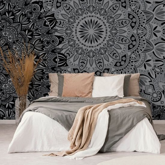 Samolepící tapeta moderní Mandala v černobílém provedení