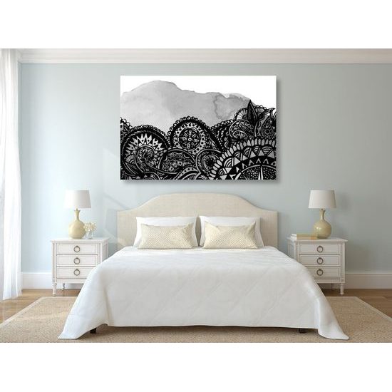 Obraz zajímavá černobílá Mandala