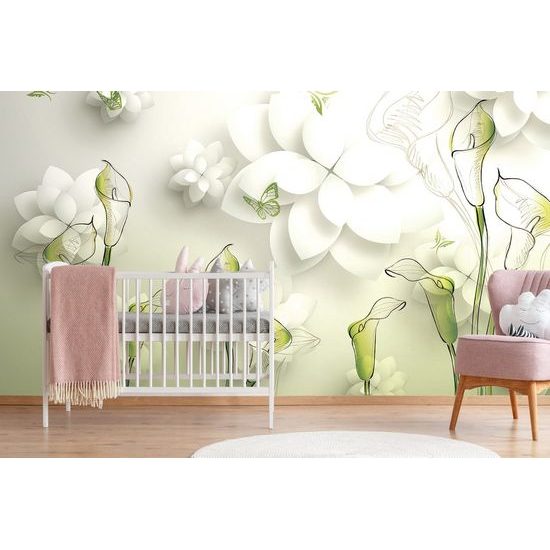 Samolepící tapeta zajímavé abstraktní květiny