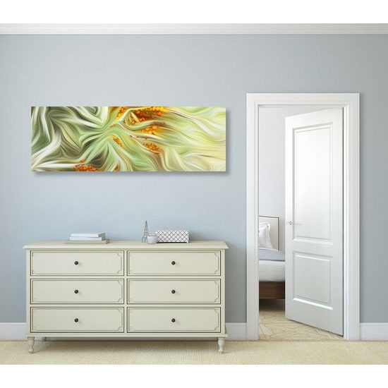 Obraz abstrakce v zeleno-oranžových barvách