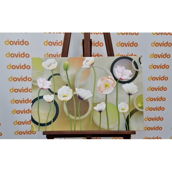 Obraz květiny bílého máku s abstraktním pozadím