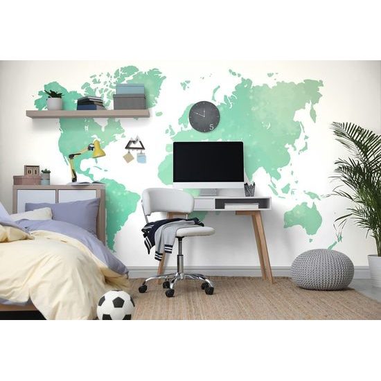 Tapeta mapa v pastelově zelené barvě