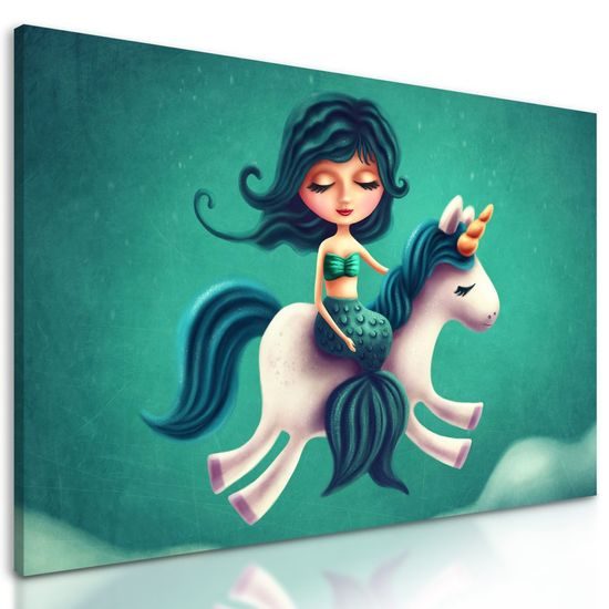Obraz mořská víla na jednorožci