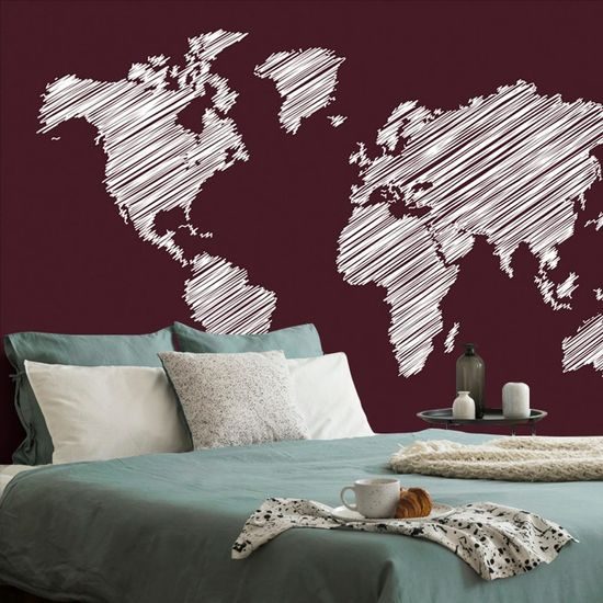 Tapeta zajímavá mapa na bordó pozadí