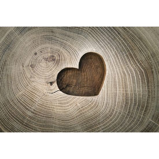 Fototapeta znak lásky na dřevě