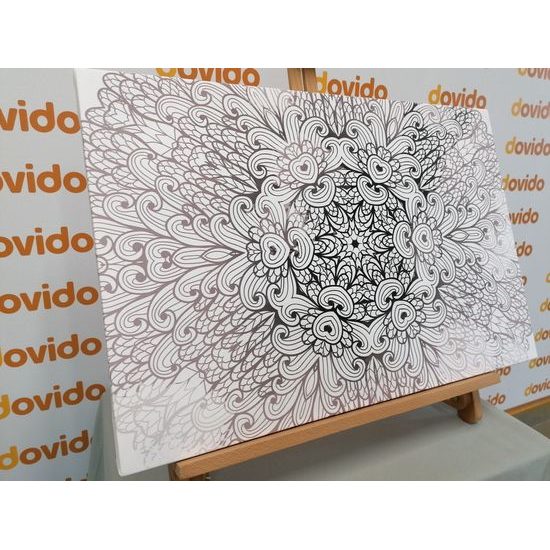 Obraz umělecká Mandala v černobílém provedení