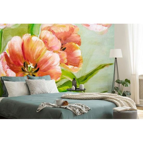 Tapeta rozkvetlé oranžové tulipány