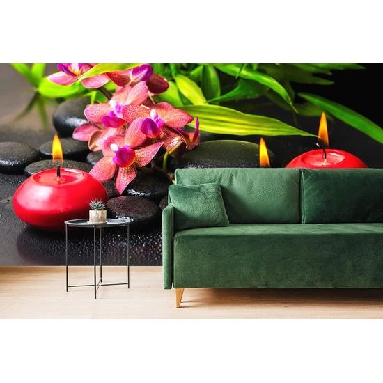 Samolepící tapeta spa zátiší se svíčkami