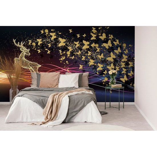 Tapeta jelen se zlatými motýly