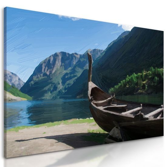 Obraz malovaná vikingská loď