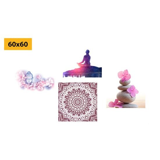 Set obrazů harmonie duše v růžových tónech