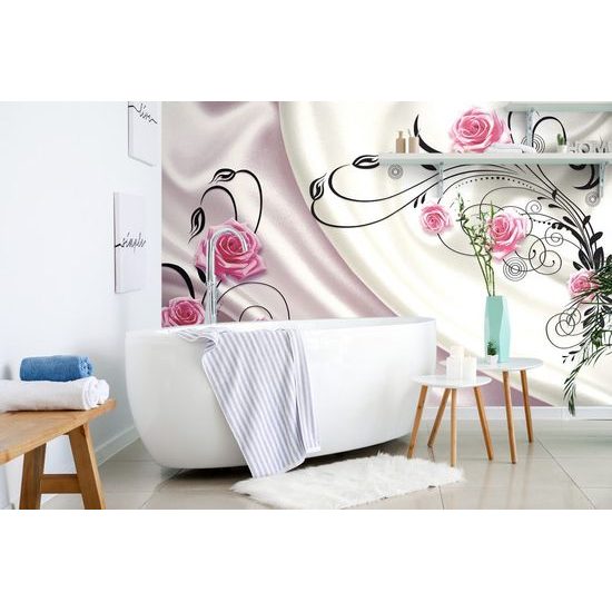 Tapeta růže na sametové látce