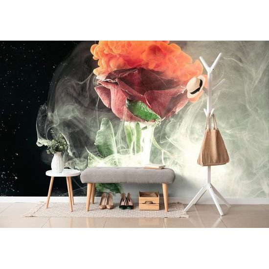 Tapeta růže s barevným kouřem