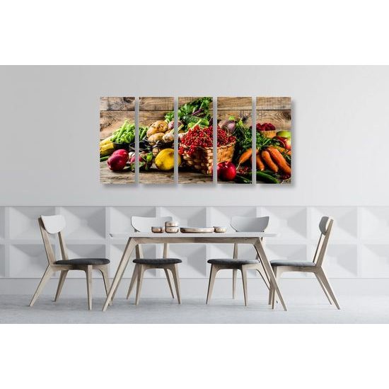 5-dílný obraz směs čerstvého ovoce a zeleniny