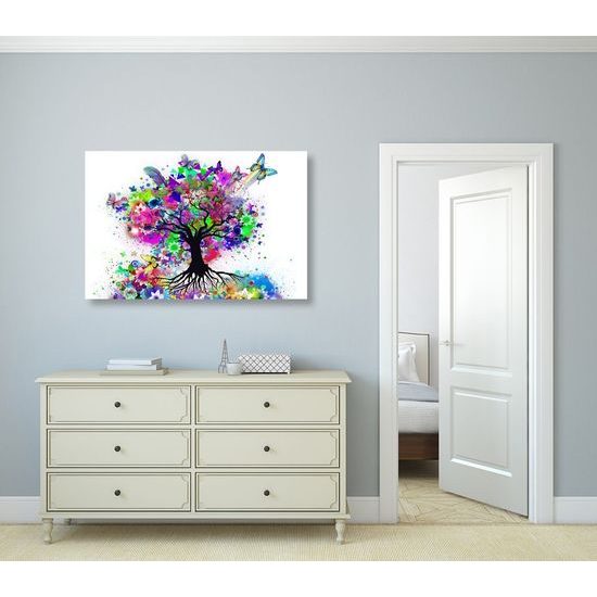 Obraz strom obklopen motýly