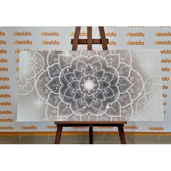 Obraz černobílý květ Mandaly