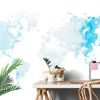 Öntapadó tapéta akvarell világtérkép világoskék színben
