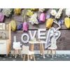 Öntapadó tapéta tavaszi virágok Love felirattal