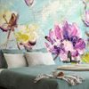 Öntapadó tapéta egyedi lila és sárga virágok