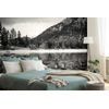 Öntapadó fotótapéta fekete-fehér átlátszó tó a hegyekben