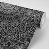 Öntapadó tapéta gyönyörűen kidolgozott Mandala fekete-fehérben