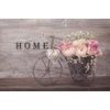 Vintage kerékpár tapéta virágokkal és Home felirattal