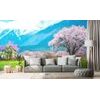 Öntapadó tapéta Sakura a hegyek lábánál