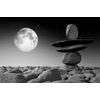 Öntapadó fotótapéta relaxációs kövek teliholdkor fekete-fehérben