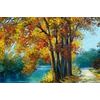 Kép festett őszi fák a folyónál