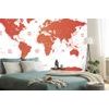 Öntapadó tapéta részletes világtérkép pirossal