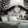 Öntapadó tapéta Fekete-fehér álomfogó indián elemekkel