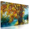 Kép festett őszi fák a folyónál