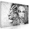 Kép Jézus az állatok királyával fekete-fehér kivitelben