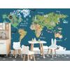 Öntapadó tapéta oktatási térkép a világról gyerekeknek