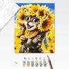 Festés számok szerint harcos macska napraforgóval