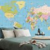 Öntapadó tapétatiszta világtérkép kék alapon