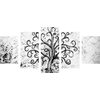 5 részes kép halhatatlan életfa fekete-fehér kivitelben