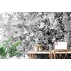 Érdekes öntapadó tapéta különféle virágok fekete-fehér kivitelben