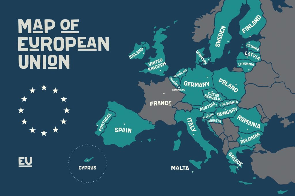 Nostre.hu - Tapéta az Európai Unió térképe modern kivitelben