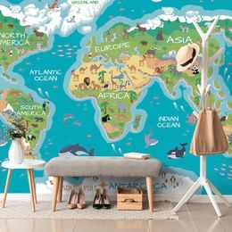 Öntapadó tapéta földrajzi világtérkép gyerekeknek