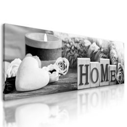 Kép romantikus csendélet Home felirattal fekete-fehér kivitelben