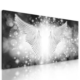 Kép angyal fekete-fehér szárnyai absztrakt háttéren