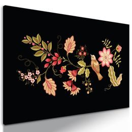 Kép madárka az ágon folklór motívummal